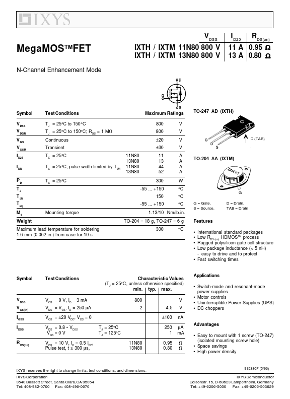 IXTM11N80