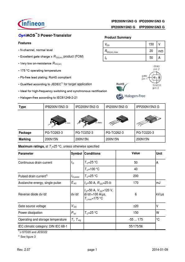 IPB200N15N3