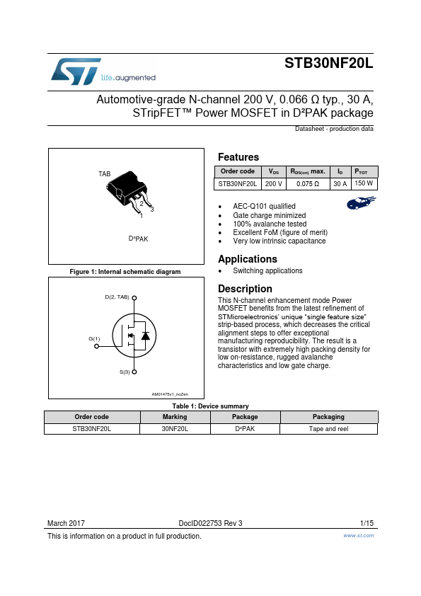 STB30NF20L