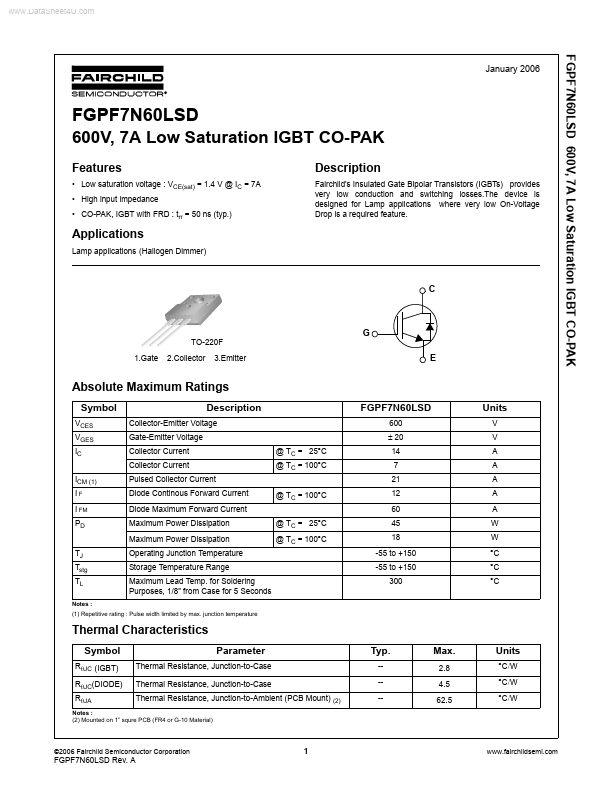 FGPF7N60LSD