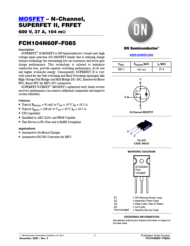 FCH104N60F-F085