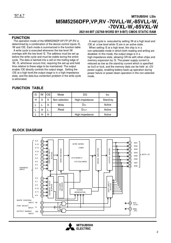 M5M5256DFP-70VLL-W