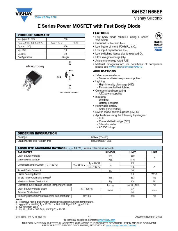 SiHB21N65EF