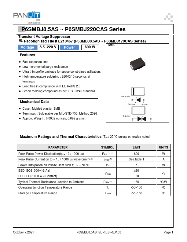 P6SMBJ90CAS