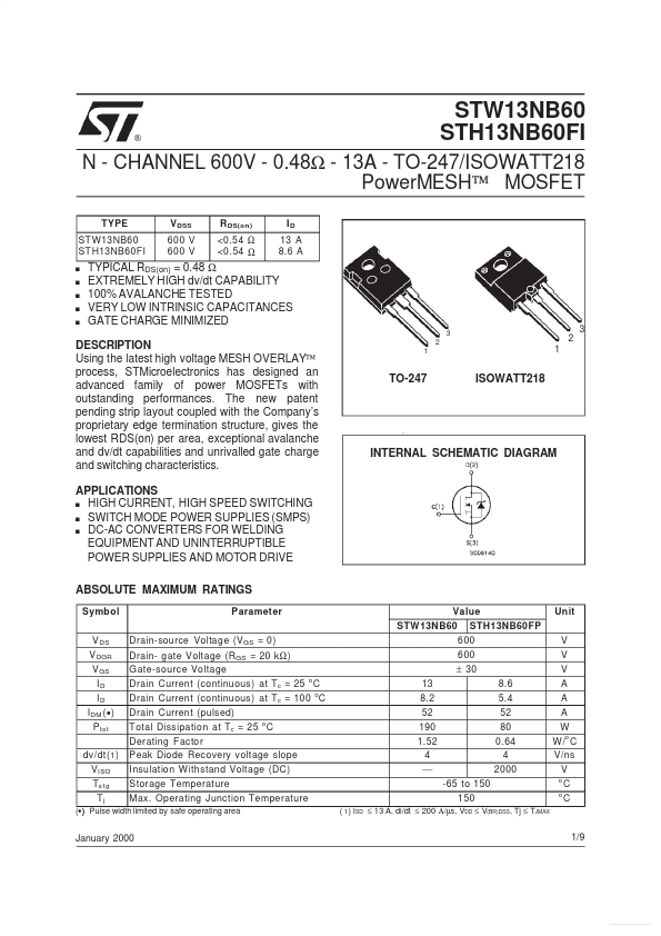 STH13NB60FI