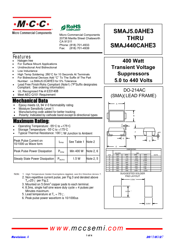 SMAJ160CAHE3