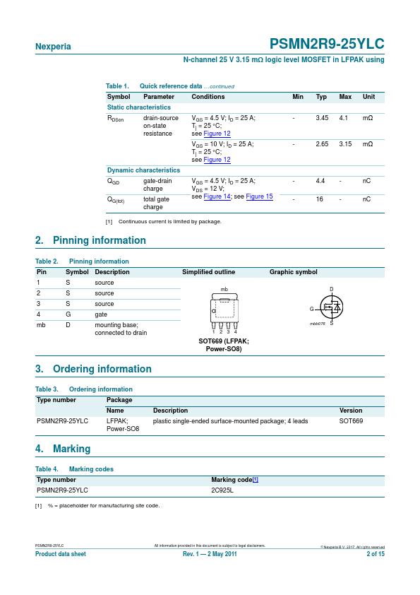 PSMN2R9-25YLC