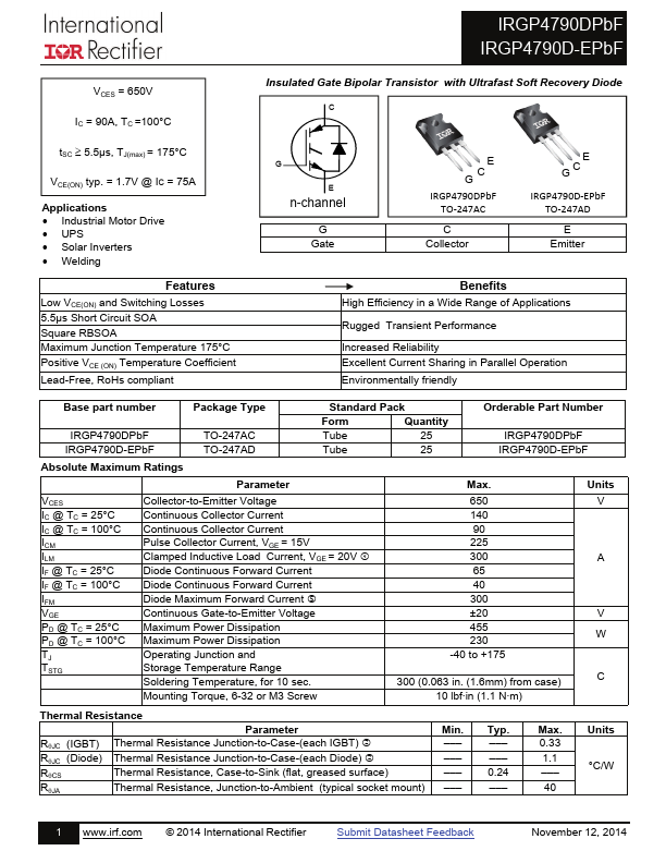 IRGP4790D-EPbF