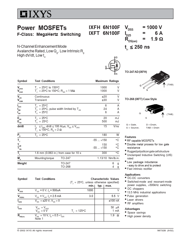 IXFH6N100F