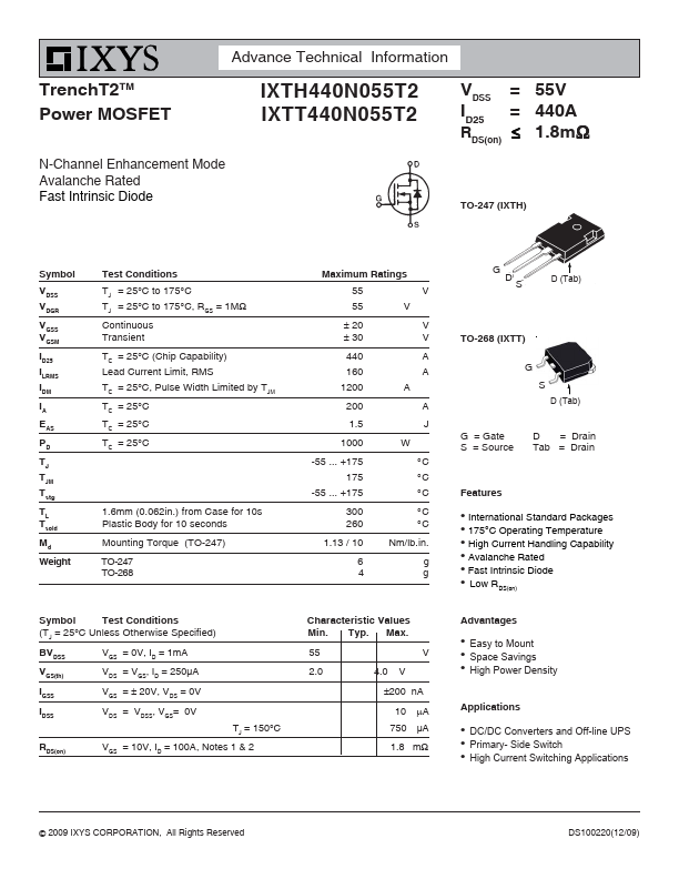 IXTH440N055T2