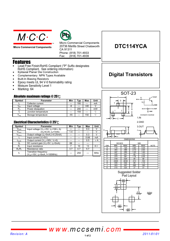 DTC114YCA