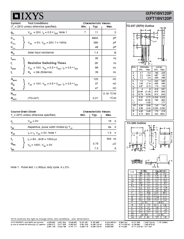 IXFH16N120P