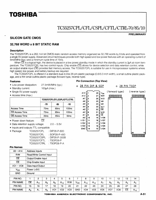 TC55257CSPL-85