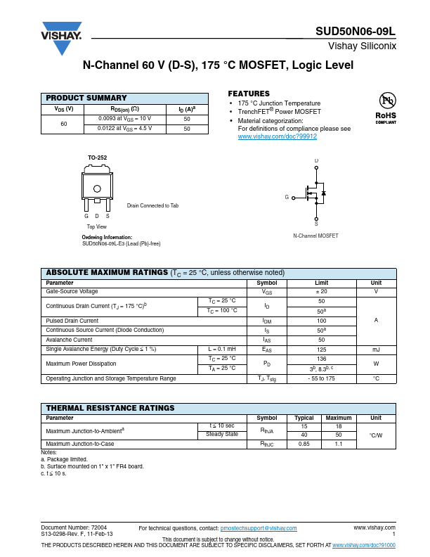 SUD50N06-09L