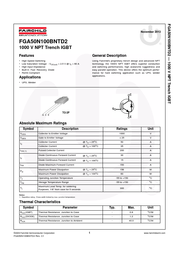 FGA50N100BNTD2