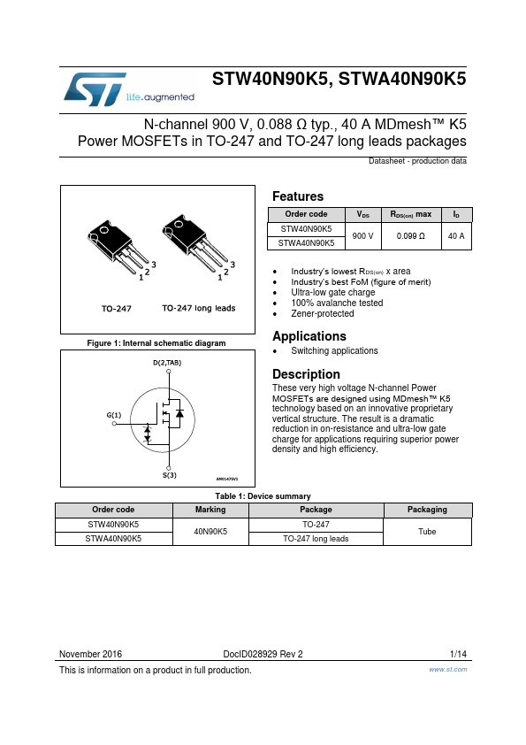 STW40N90K5