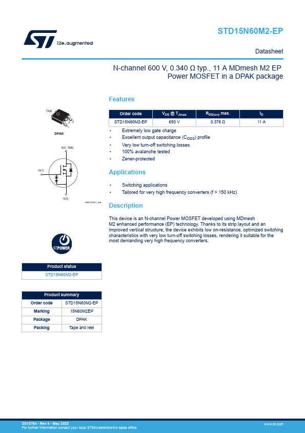 STD15N60M2-EP