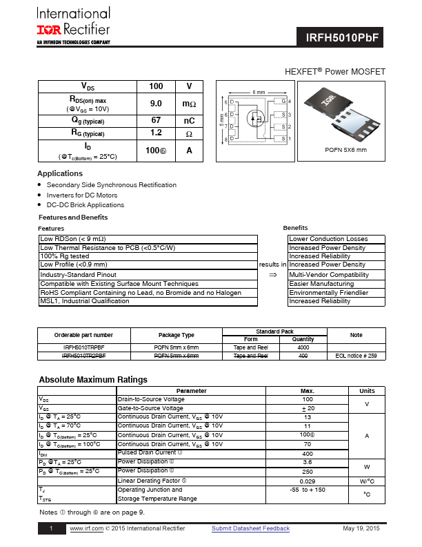 IRFH5010PBF