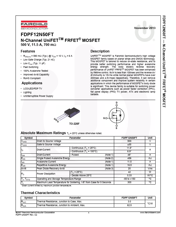 FDPF12N50FT