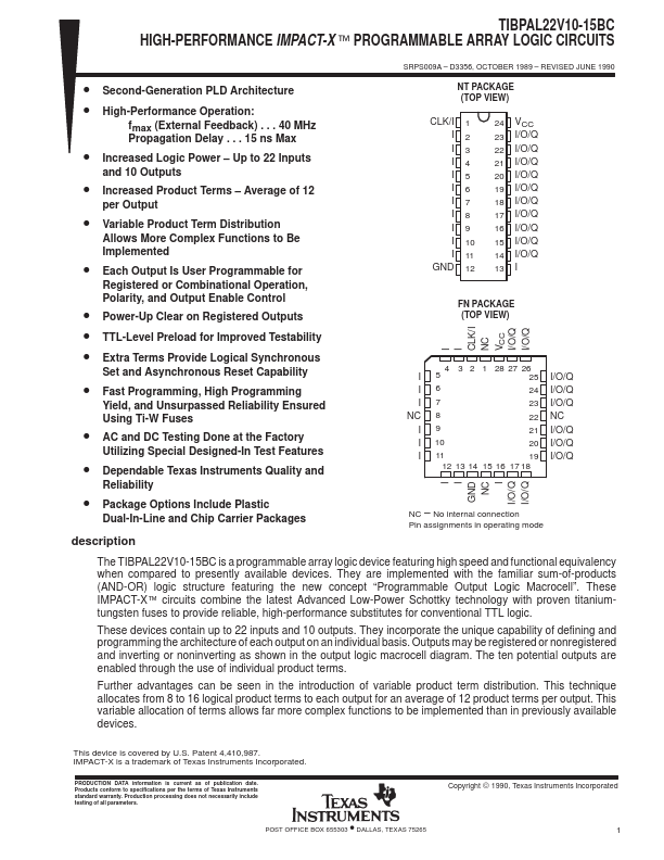 TIBPAL22V10-15BC