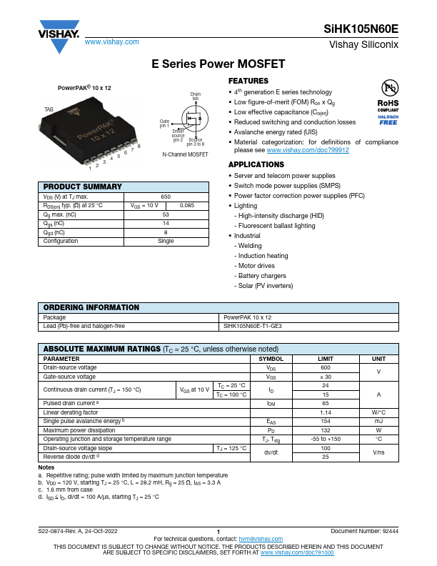 SiHK105N60E