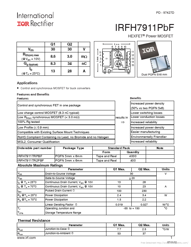 IRFH7911PBF