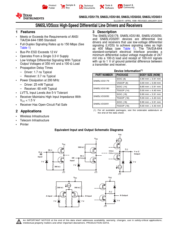 SN65LVDS050