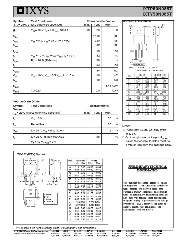 IXTP50N085T