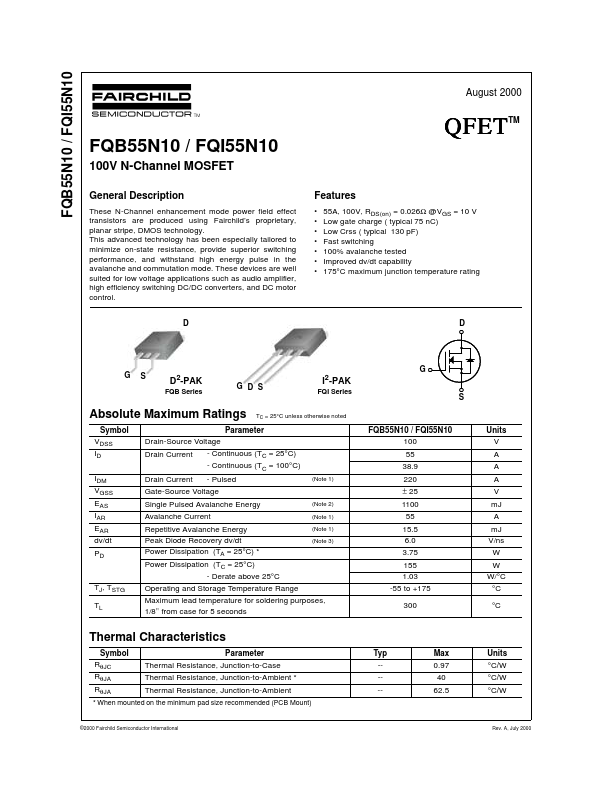 FQB55N10