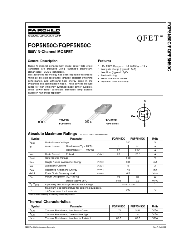 FQPF5N50C