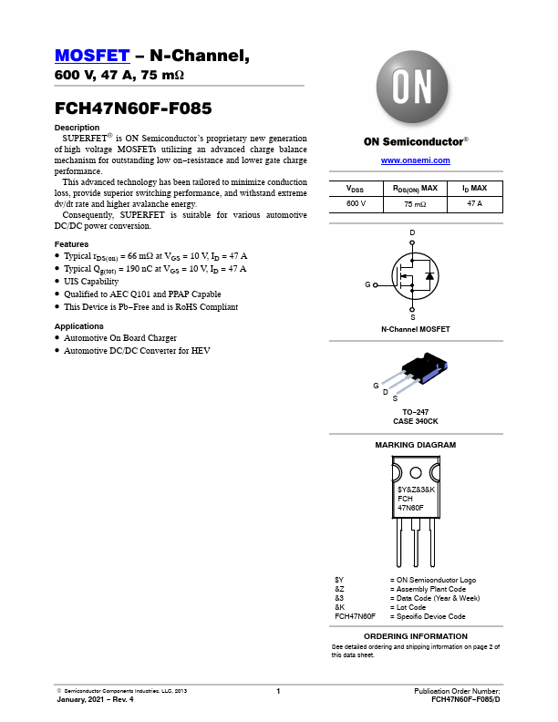 FCH47N60F-F085