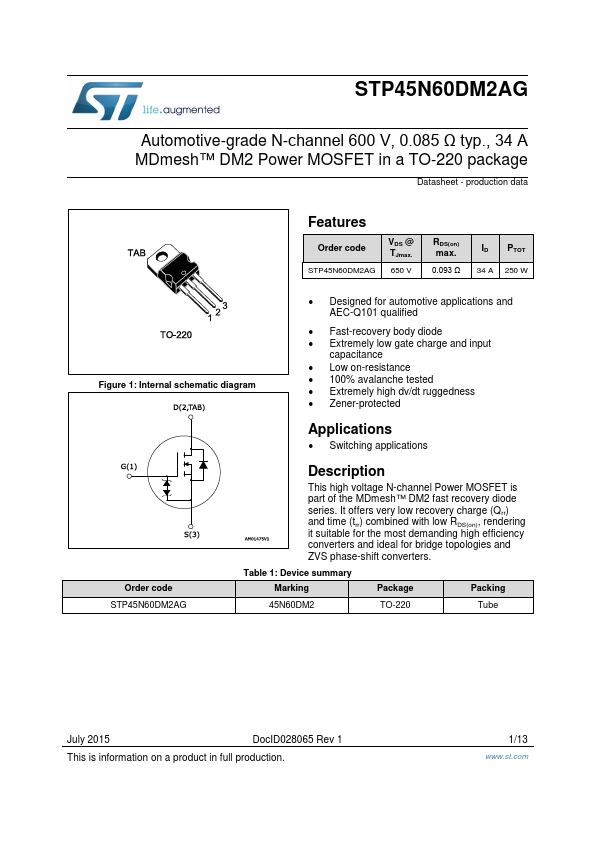 STP45N60DM2AG