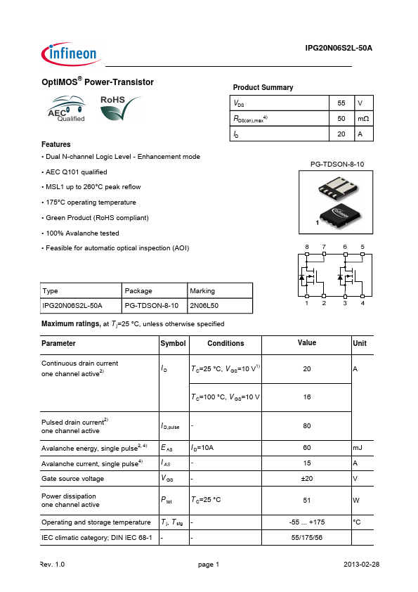 IPG20N06S2L-50A