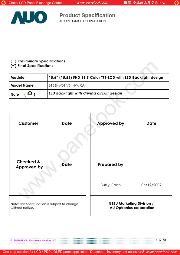 B156HW01-V5