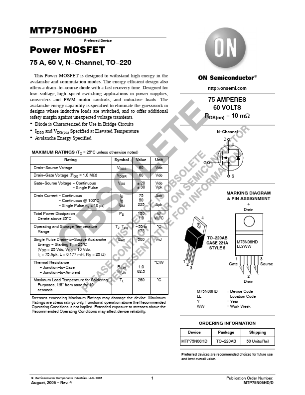 MTP75N06HD