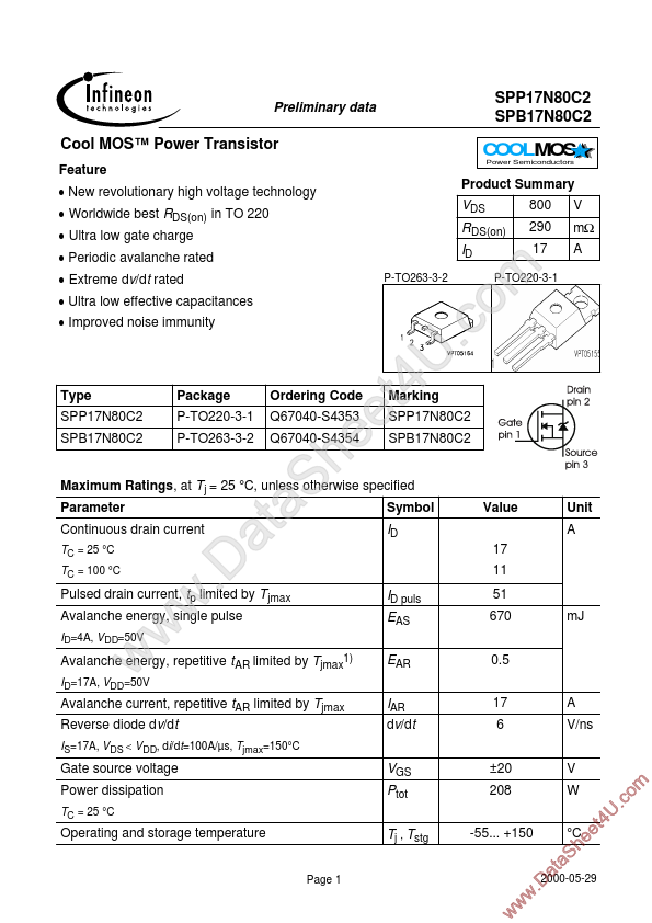 SPP17N80C2