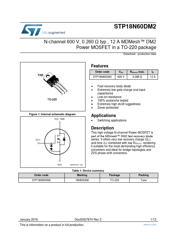 STP18N60DM2