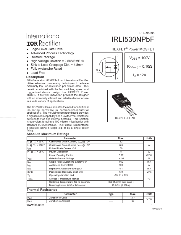 IRLI530NPBF