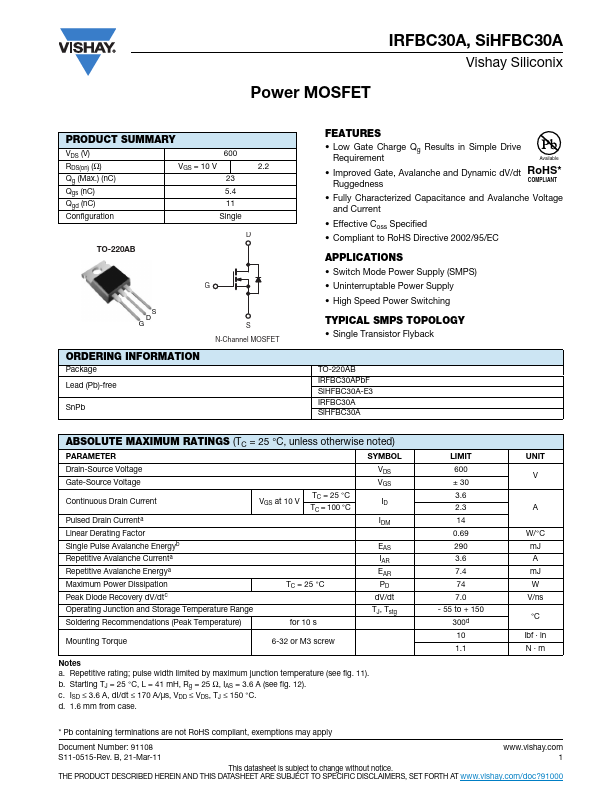 SiHFBC30A