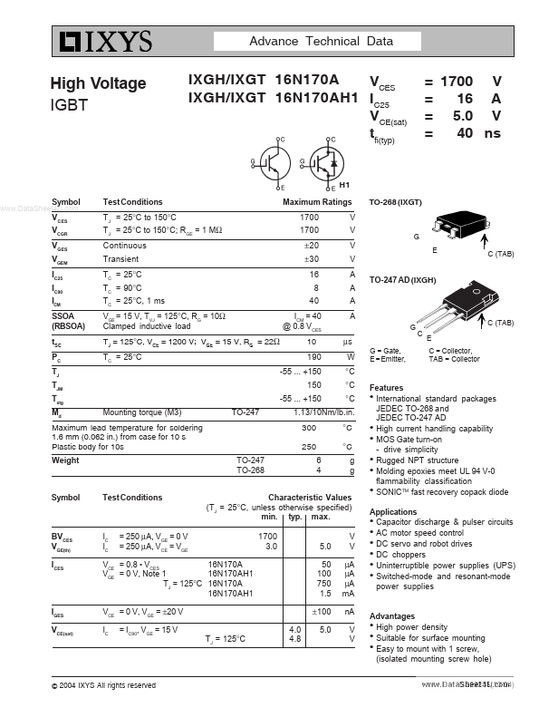 IXGT16N170AH1