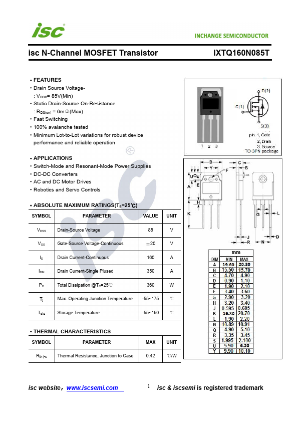 IXTQ160N085T