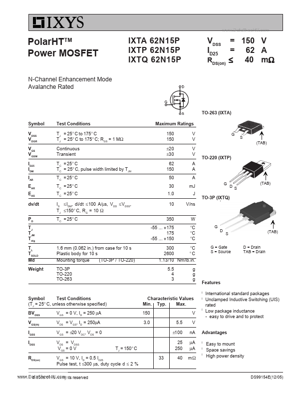 IXTQ62N15P