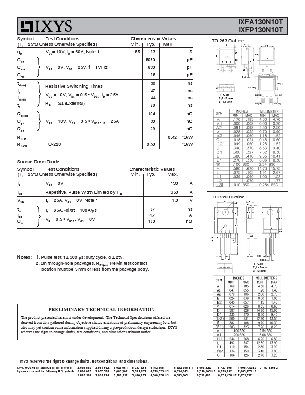 IXFA130N10T