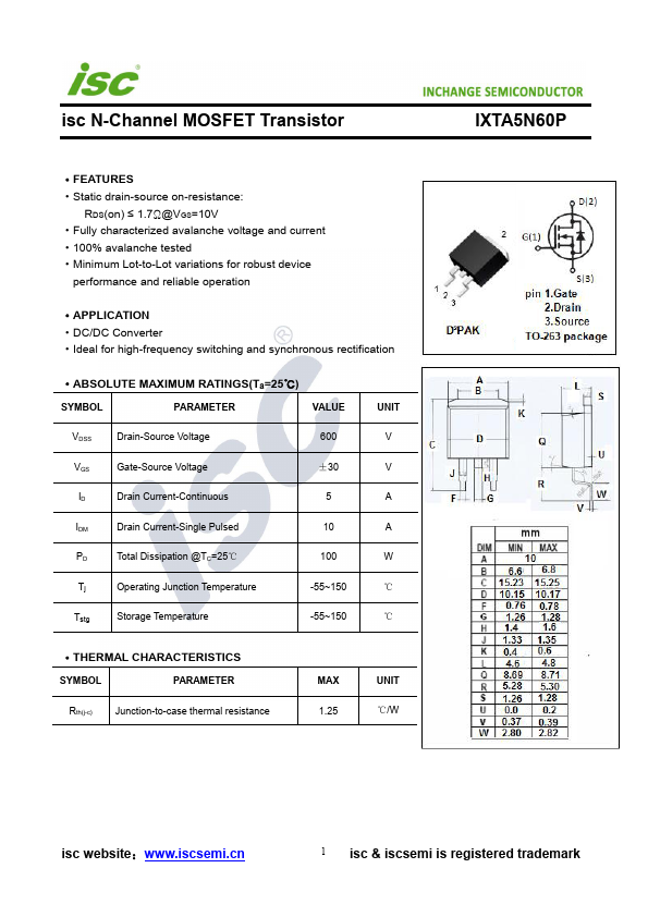 IXTA5N60P