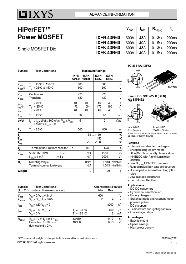 IXFK43N60