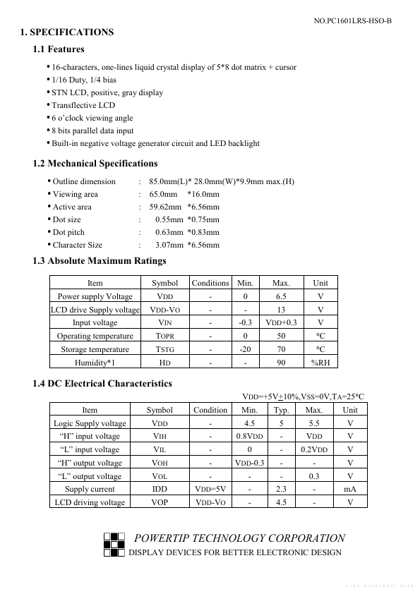 PC1601LRS-HSO-B-SO