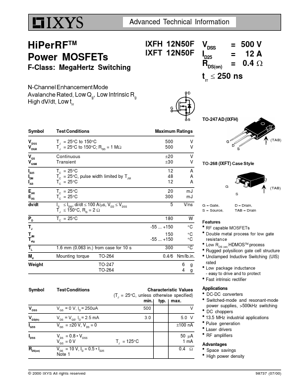 IXFT12N50F