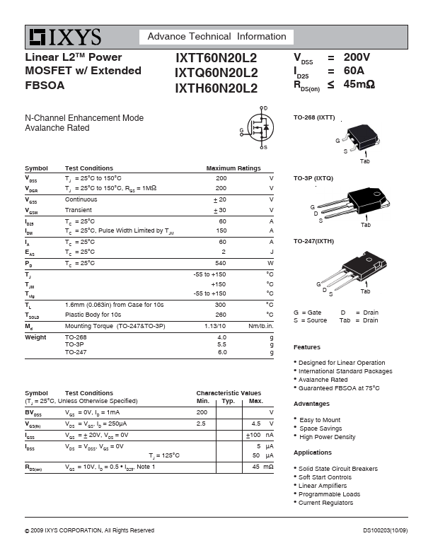 IXTQ60N20L2