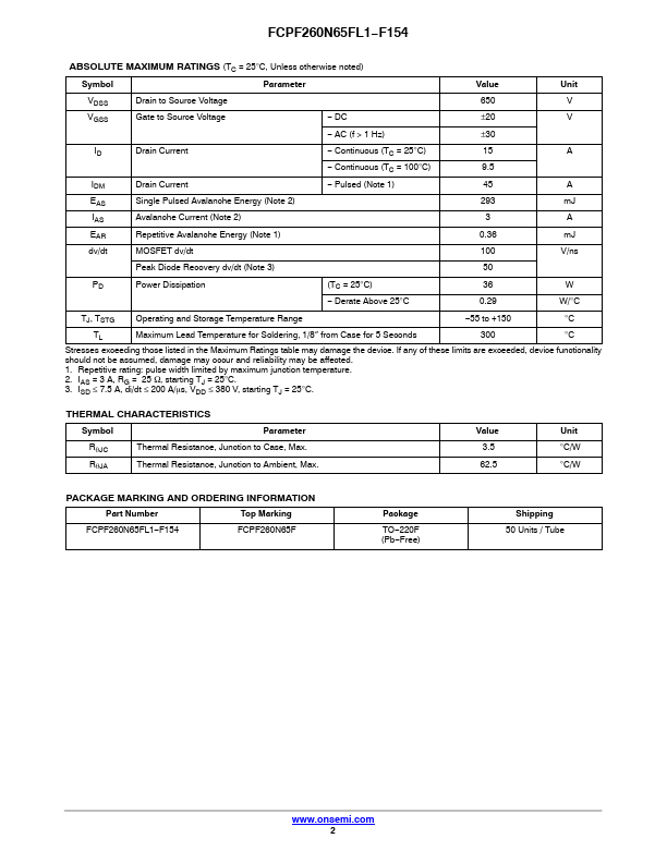 FCPF260N65FL1-F154