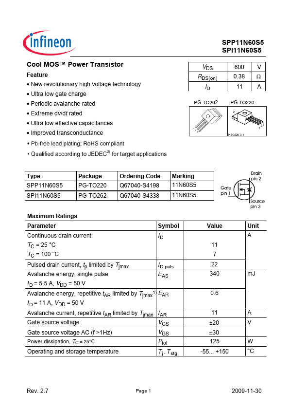 SPP11N60S5